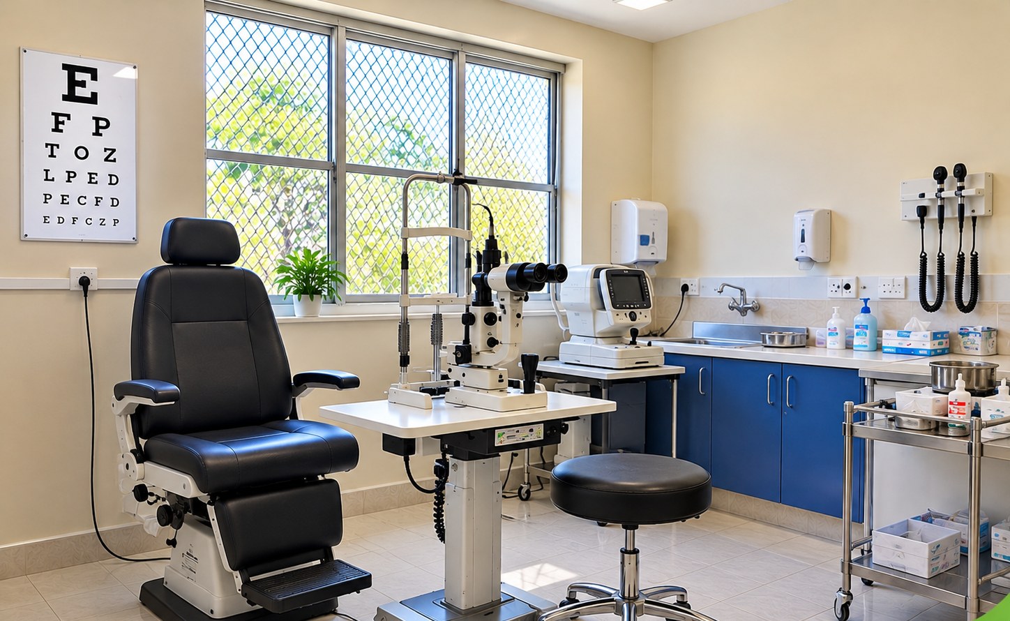 Eye examination equipment at the hospital